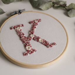 Letter K - Embroidery Frame, Picture, Wall Decoration, Gift Idea - For Nursery, Wedding, Special Days Etc - thumbnail 3