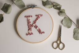 Letter K - Embroidery Frame, Picture, Wall Decoration, Gift Idea - For Nursery, Wedding, Special Days Etc - thumbnail 1