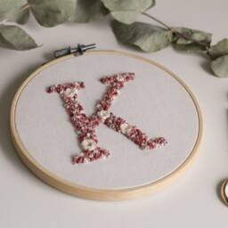 Letter K - Embroidery Frame, Picture, Wall Decoration, Gift Idea - For Nursery, Wedding, Special Days Etc - thumbnail 2