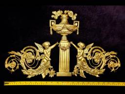 Large Ornate Applique Gilt Or White French Style Decorative Wall Furniture Onlay Moulding Pediment Plastic Decoration - thumbnail 1