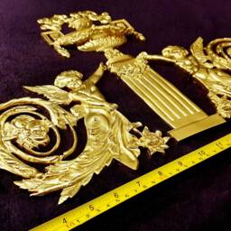 Large Ornate Applique Gilt Or White French Style Decorative Wall Furniture Onlay Moulding Pediment Plastic Decoration - thumbnail 3