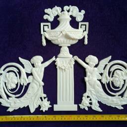 Large Ornate Applique Gilt Or White French Style Decorative Wall Furniture Onlay Moulding Pediment Plastic Decoration - thumbnail 4