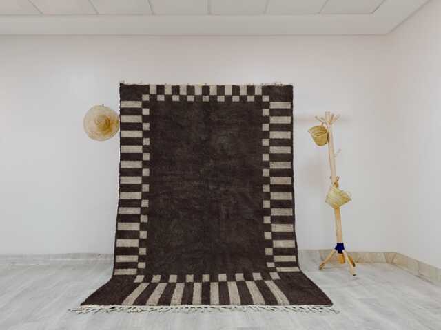 Brown Beni Ourain Rug - Neutral Moroccan Carpet Versatile Design For Any Room - image 1