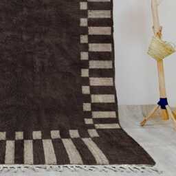 Brown Beni Ourain Rug - Neutral Moroccan Carpet Versatile Design For Any Room - thumbnail 3