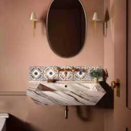 Brass Oval Mirror Handmade Asymmetrical Vanity Wall Decor Mirror - thumbnail 2