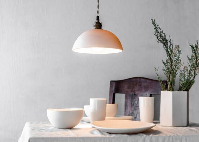 Translucent Porcelain Pendant Light Modern Ceramic Lighting, Medium Size - image 1