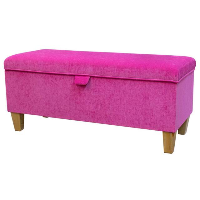 Pink Velvet Storage Bench - Handmade British Ottoman, Bedroom Accent - image 1