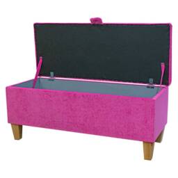 Pink Velvet Storage Bench - Handmade British Ottoman, Bedroom Accent - thumbnail 2