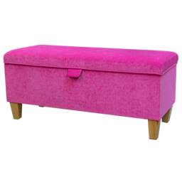Pink Velvet Storage Bench - Handmade British Ottoman, Bedroom Accent