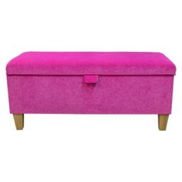 Pink Velvet Storage Bench - Handmade British Ottoman, Bedroom Accent - thumbnail 3