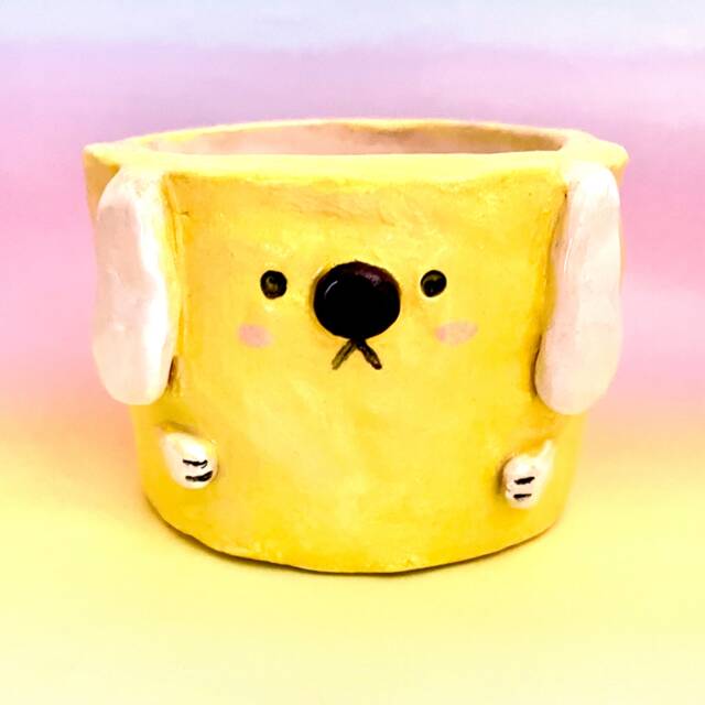 Dog Plant Pot Cute Handbuilt Ceramic Planter - image 1