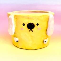 Dog Plant Pot Cute Handbuilt Ceramic Planter - thumbnail 1