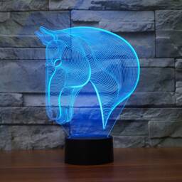 Horse Head 3D Illusion Smart App Control Night Light Bluetooth, Music, 7&16M Color Mobile App, Made in UK - thumbnail 1