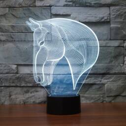 Horse Head 3D Illusion Smart App Control Night Light Bluetooth, Music, 7&16M Color Mobile App, Made in UK - thumbnail 3