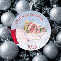 Personalised Christmas Decoration - First in New Home Custom Bauble Gift Stocking Filler Eve Box