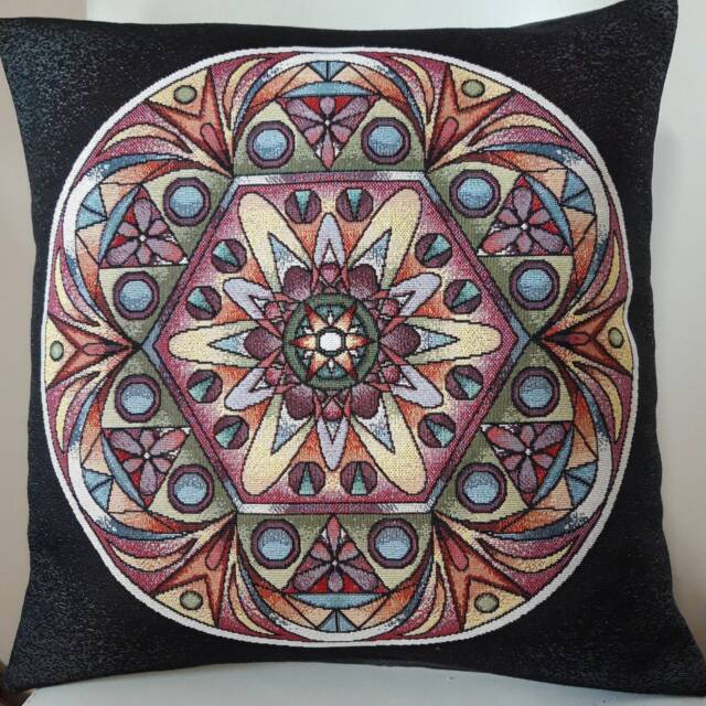 Multicolor Rosette Jacquard Tapestry Cushion Cover 45 X cm. Deco Trend - Decorative Housewarming Birthday - image 1