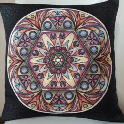 Multicolor Rosette Jacquard Tapestry Cushion Cover 45 X cm. Deco Trend - Decorative Housewarming Birthday - thumbnail 1