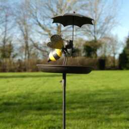 Bee Birdbath Bird Bath Feeder Garden Water Bowl Gift Decor Decoration Stake - thumbnail 4