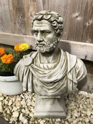 Reconstituted Stone Roman Nero Bust Statue - Vintage Concrete Roman Classical Bust Outdoor Garden Ornament - thumbnail 1