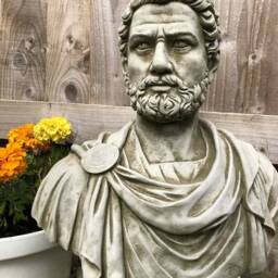 Reconstituted Stone Roman Nero Bust Statue - Vintage Concrete Roman Classical Bust Outdoor Garden Ornament - thumbnail 3