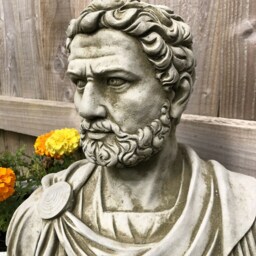 Reconstituted Stone Roman Nero Bust Statue - Vintage Concrete Roman Classical Bust Outdoor Garden Ornament - thumbnail 2