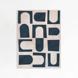 Doorways - Abstract Minimalism Poster Art Gouache Cut Outs Navy & Beige Print Sizes 9x12 18x24 - thumbnail 2