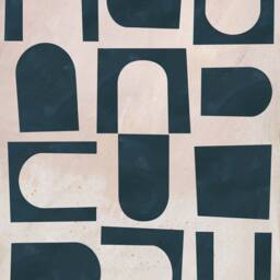 Doorways - Abstract Minimalism Poster Art Gouache Cut Outs Navy & Beige Print Sizes 9x12 18x24 - thumbnail 3