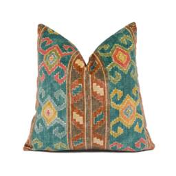Mulberry - Nomad Velvet Spice Ethnic Carpet Inspired Geometric Cushion Cover Handmade Throw Pillow Designer Home D??cor - thumbnail 1