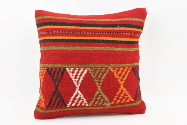 Turkish Kilim Pillow Cover Vintage Wool, 18''x18'' - image 1