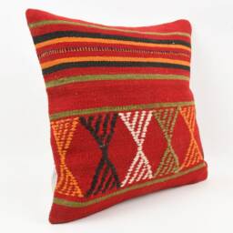 Turkish Kilim Pillow Cover Vintage Wool, 18''x18'' - thumbnail 3