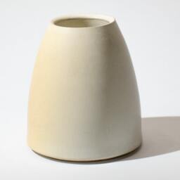 Hand Thrown Vase Form Stoneware Fired in A Satin Finish Frosted White Glaze With Pale Ochre Blush - thumbnail 2