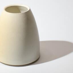 Hand Thrown Vase Form Stoneware Fired in A Satin Finish Frosted White Glaze With Pale Ochre Blush - thumbnail 3