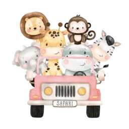 Safari Animal Truck Wall Decal Jungle Nursery Decor - thumbnail 2