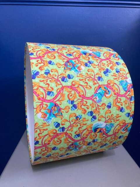 Neon Squirrel Lampshade Made in Tula Pink Green Orange Blue Fabric, Psychedelic Decor, Housewarming Gift, Various Sizes/Linings - image 1