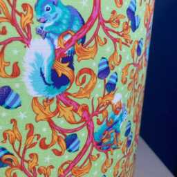 Neon Squirrel Lampshade Made in Tula Pink Green Orange Blue Fabric, Psychedelic Decor, Housewarming Gift, Various Sizes/Linings - thumbnail 3