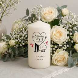 Personalised Wedding Unity Candle Set - Bride & Groom Name Candles Heart Couple Design Ceremony - thumbnail 3