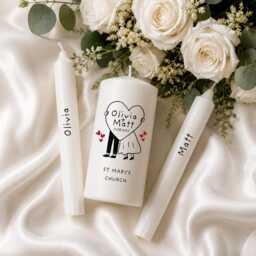 Personalised Wedding Unity Candle Set - Bride & Groom Name Candles Heart Couple Design Ceremony - thumbnail 2