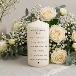 Personalised Wedding Unity Candle Set - Bride & Groom Name Candles Heart Couple Design Ceremony - thumbnail 4