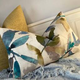 Handmade Teal Cushion Cover John Lewis Alexa Leaf Double-Sided Made in UK - thumbnail 2