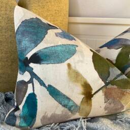 Handmade Teal Cushion Cover John Lewis Alexa Leaf Double-Sided Made in UK - thumbnail 4