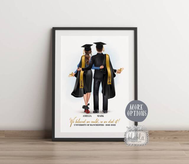 Personalised Couple Graduation Gift, Gift For Boyfriend, Best Friends Graduation, Grads 2022 - image 1