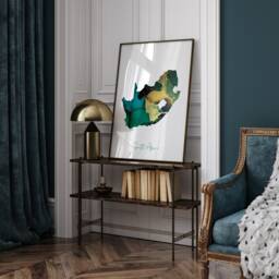 South Africa Map Emerald Green & Gold Wall Art Print - thumbnail 2