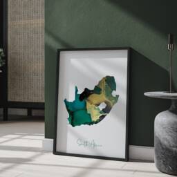 South Africa Map Emerald Green & Gold Wall Art Print - thumbnail 3