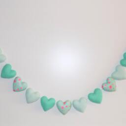 Felt Heart Garland Aqua & Mint Floral Nursery Decor - thumbnail 2