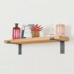 Rustic Wooden Wall Shelf Industrial Wood Iron Metal Scaffold Board Style Shelves - thumbnail 2