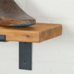 Rustic Wooden Wall Shelf Industrial Wood Iron Metal Scaffold Board Style Shelves - thumbnail 3
