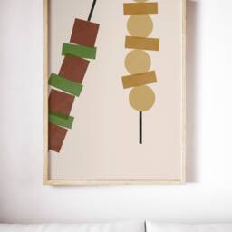 Yakitori Art, Japanese Food Modern Giclee Print, Fine Art Paper Home & Kitchen Decor For The Lover - thumbnail 2