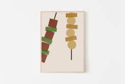 Yakitori Art, Japanese Food Modern Giclee Print, Fine Art Paper Home & Kitchen Decor For The Lover - thumbnail 1