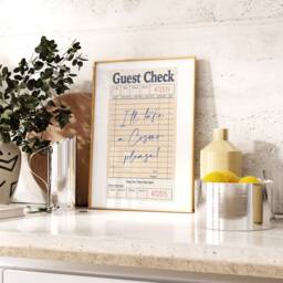 Guest Check Print - Cosmo Wall Art I'll Take A Please Cocktails Poster Trendy Receipt Bar Cart Decor Kitchen - thumbnail 1