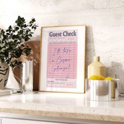 Guest Check Print - Cosmo Wall Art I'll Take A Please Cocktails Poster Trendy Receipt Bar Cart Decor Kitchen - thumbnail 2